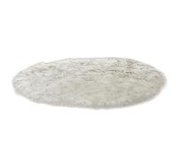 Tapis Ronde Faux Peau de Mouton en Laine Tapis Imitation Toison Moquette Fluffy Soft Longhair Décoratif Canapé Natte,Blanc Gris,Diamètre 45CM