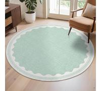 Tapis Ronde,Géométrique Abstrait Moderne, Vert, ø 130 cm, Tapis Decoratif pour Fauteuil Pouf Salon Moderne Chambre Adulte ou Ado