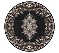 Tapis Ronde,Motif Floral Traditionnel Oriental Vintage, Noir, ø 80 cm, Small Rug Entrance Hallway Entryway Kitchen Bedside Indoor Floor Mats for Home Decor,