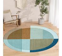 Tapis Ronde,Motif géométrique Moderne Multicolore, Bleu Sarcelle, ø 130 cm, Tapis Poils Ras Decoratif pour Fauteuil Pouf Salon Moderne Chambre Adulte ou Ado