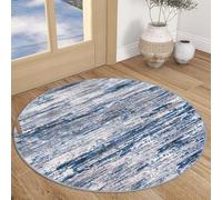 Tapis Ronde,Motif Shabby Chic Abstrait Moderne, Bleu, ø 200 cm, Tapis Salon Salle à Manger Cuisine Chambre intérieur et extérieur décoratifs,