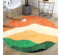 Tapis Ronde,Multicolore Géométrique Abstrait Moderne, Vert, ø 130 cm, Tapis Decoratif pour Fauteuil Pouf Salon Moderne Chambre Adulte ou Ado