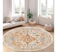 Tapis Ronde,Vintage Shabby Chic Floral, Rouge, ø 200 cm, Tapis Salon Salle à Manger Cuisine Chambre intérieur et extérieur décoratifs,