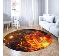 Tapis Ronds de Conception créative 90cm Fantasy Burning Lotus Motif Tapis Mince antidérapant Lavable pour Salle de Classe Tout-Petit Chambre de bébé Décoratif