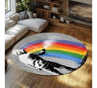 Tapis ronds doux pour le salon chambre à coucher arc-en-ciel graffiti Tapis de sol circulaires intérieurs modernes circulaire confortable antidérapant pour garçons filles pièce nuit d’enfant 100cm