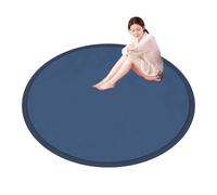 Tapis Ronds en Velours de Corail Tapis de Grande Surface Mousse à mémoire de Forme pour l'exercice de Yoga Tatami au soltapis Rampant antidérapant pour Les Tout-Petits (Marine,55,1 Pouces)