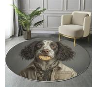 Tapis Ronds Gris-Noir Chien Au Biscuit Au Chocolat 180Cm Rugs Lavable Antidérapant À Poils Courts Doux Animaux Mignons pour Chambres Cuisine Balcon Terrasse Ntérieur Salles À Manger