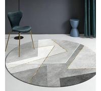 Tapis Ronds Gris Nordique pour Salon Chambre à Coucher Chevet 80cm 100cm 120cm 140cm 160cm 180cm 200cm Tapis Circulaire Tapis De Table Basse, Diameter 120cm/3.9ft