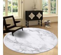 Tapis Ronds Gris, Tapis Rond Texture de Marbre Ovale Lavable pour Salon, 100 cm Rugs Rond Antidérapant à Poils Courts, Doux pour Chambres et Salles à Manger