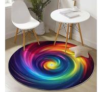 Tapis Ronds Lavables 100 cm, Coloré Spirale Galaxie Thème Tapis Rond Antidérapant pour Salon, Couleur Rugs Rond à Poils Courts Doux pour sous Table à Manger