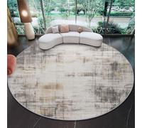 Tapis Ronds Lavables 120 cm, Abstrait Style Industriel Shabby Chic Tapis Rond Antidérapant pour sous Table à Manger, Beige pour Chambre Cuisine Balcon Terrasse Salle à Manger Intérieur Extérieur