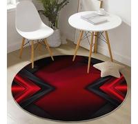 Tapis Ronds Lavables 150 cm, Moderne Mystérieux Flèche Rouge Thème Tapis Rond Antidérapant pour Salon, Rouge Foncé Rugs à Poils Courts Doux pour sous Table à Manger