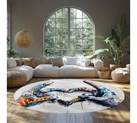 Tapis Ronds pour l’entrée Graffiti Mains Coeur Street Art Lavable Cercle buanderie Tapis de Sol antidérapant Petit Circulaire pour Chambre à Coucher Salon pièce Nuit d’Enfant Bureau 135cm