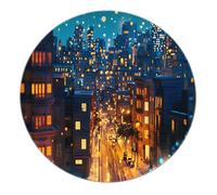 Tapis Ronds Urban Nightscape 60cm - City Street Moving Car Soft Washable Mat pour Salle de Jeux Salle d’étude Chambre à Coucher Salon Salle à Manger