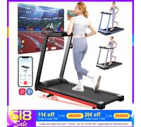 Tapis roulant pliable incliné 3,5hp, Promotion de liquidation, tapis roulant domestique avec support de barre de poignée, écran LCD 350LBS, moniteur de données par application Silvery Black