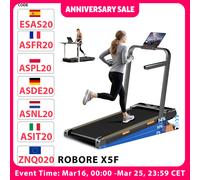 Tapis roulant pliable ROBORE X5F avec inclinaison 14 %, moteur silencieux 2,5 HP, vitesse maximale de 10 km/h, charge de 150 kg, inclinaison à 3 niveaux, affichage LED ROBORE X5F