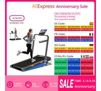 Tapis roulant pliable ROBORE X5F avec inclinaison de 14%, moteur silencieux de 2,5 CV, vitesse maximale de 10 km/h, charge de 150 kg, inclinaison à 3 niveaux, LED/télécommande ROBORE X5F