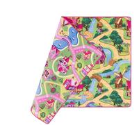 Tapis Route pour Enfants Double Face Village Rose Pays des Contes - Tapis de Jeu pour Chambre d'enfants avec Motifs de Route, Stimule la Créativité et l'Imagination