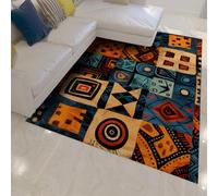 Tapis Rustique Cabine 90x150 Tapis Lavable Machine Salon géométrie Ethnique Surface Carreaux Texture antidérapants Poils Bas Motif aztèque pour Chambre Salle Jeux Salle Manger Moquette