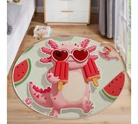 Tapis Salamandre Mignonne - Tapis Salon, Salle À Manger, Chambre Adulte Et Ado, Cuisine, Design Glace À La Pastèque Dessin Animé, Lavable Antidérapant Poil Ras Doux Grande Taille 100 Cm, Rose Blush