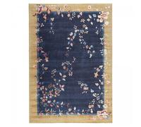 tapis salle à manger 160x230 tissé beige et bleu rectangle motif floral VIVACE 7