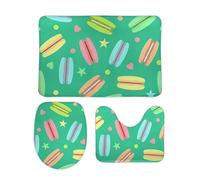 Tapis Salle de Bain 3 Pièces Macarons Verts Lumineux Faciles à Nettoyer Tapis Contour U Confortables Couvercle pour Abattant WC pour Douche Baignoire