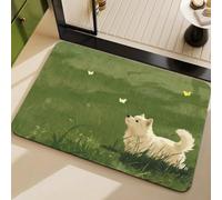 Tapis Salle de Bain 40x60 chien blanc Terre Diatomée Tapis Antidérapant