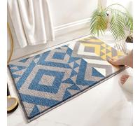 Tapis Salle De Bain 40X60Cm Géométrie Bleue Moelleux Et Confortable Microfibre,Absorbant Tapis Antidérapant,Lavable en Machine Séchage Rapide,pour Salle De Bain Et Salon