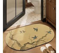 Tapis Salle De Bain 50X80Cm Oiseau Bleu Gris Ultra Absorbant Tapis De Bain en Diatomite,Antidérapant Séchage Rapide Doux,pour Porte D'Entrée,Chevet,Canapé, Salon