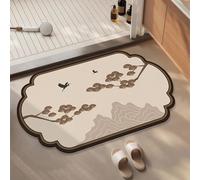 Tapis Salle De Bain 50X80Cm Oiseau Noir Ultra Absorbant Tapis De Bain en Diatomite,Antidérapant Séchage Rapide Doux,pour Porte D'Entrée,Chevet,Canapé, Salon