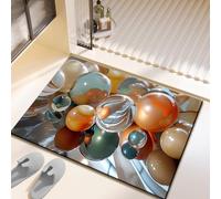 Tapis Salle De Bain 50X80Cm Vert Orange Ultra Absorbant Tapis De Bain en Diatomite,Antidérapant Séchage Rapide Doux,pour Porte D'Entrée,Chevet,Canapé, Salon