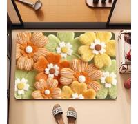 Tapis Salle De Bain 50X80Cm Vert Orange Ultra Absorbant Tapis De Bain en Diatomite,Antidérapant Séchage Rapide Doux,pour Porte D'Entrée,Chevet,Canapé, Salon