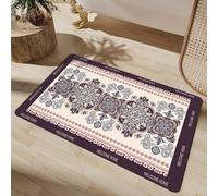 Tapis Salle De Bain 50X80Cm Violet Et Blanc Ultra Absorbant Tapis De Bain en Diatomite,Antidérapant Séchage Rapide Doux,pour Porte D'Entrée,Chevet,Canapé, Salon