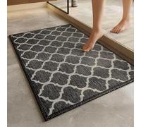 Tapis Salle de Bain Antiderapant Doux, Absorbant l'eau, Tapis de Porte Cuisine, Séchage Rapide Lavable，Tapis d'alimentation(Black,50x80cm)