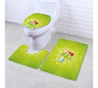 Tapis Salle de Bain Boule Orange Verte Tapis WC Antidérapant Toilette WC Contour Mousse à Mémoire de Forme Couverture de Toilette 3 pièces Absorbant Lavable Douche 50x80 cm