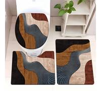 Tapis Salle de Bain Brun Noir Abstrait Tapis WC Antidérapant Toilette WC Contour Mousse à Mémoire de Forme Couverture de Toilette 3 pièces Absorbant Lavable Douche 45x75 cm