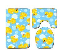 Tapis Salle De Bain Canard D'Été Ensemble De 3 Pièces Antidérapant Absorbant Tapis Toilette Lavable en Machine en Microfibre Tapis WC pour De Salle De Bain Toilette WC