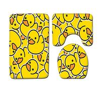Tapis Salle De Bain Canard Jaune Ensemble De 3 Pièces Antidérapant Absorbant Tapis Toilette Lavable en Machine en Microfibre Tapis WC pour De Salle De Bain Toilette WC