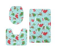 Tapis Salle de Bain Chaussettes Rouges Vertes Tapis Toilette WC Contour Antidérapant Absorbant Mousse Mémoire Décoration de Salle de Bain 3 Pièces Doux Lavable 50x80 cm