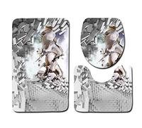 Tapis Salle De Bain Cheval Au Galop Ensemble De 3 Pièces Antidérapant Absorbant Tapis Toilette Lavable en Machine en Microfibre Tapis WC pour De Salle De Bain Toilette WC