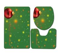 Tapis Salle de Bain Dot Or Vert Tapis WC Antidérapant Toilette WC Contour Mousse à Mémoire de Forme Couverture de Toilette 3 pièces Absorbant Lavable Douche 45x75 cm