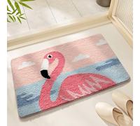 Tapis Salle de Bain Flamingo Rose Tapis de Douche Absorbant Antidérapant en Caoutchouc, Doux à Toucher Facile à Nettoyer pour Douche, Bain et Toilette (50x80cm)