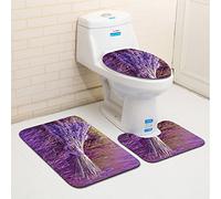 Tapis Salle De Bain Lavande Pourpre Ensemble De 3 Pièces Antidérapant Absorbant Tapis Toilette Lavable en Machine en Microfibre Tapis WC pour De Salle De Bain Toilette WC