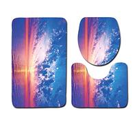 Tapis Salle De Bain Mer Ensemble De 3 Pièces Antidérapant Absorbant Tapis Toilette Lavable en Machine en Microfibre Tapis WC pour De Salle De Bain Toilette WC