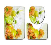 Tapis Salle De Bain Oeufs De Pâques Verts Ensemble De 3 Pièces Antidérapant Absorbant Tapis Toilette Lavable en Machine en Microfibre Tapis WC pour De Salle De Bain Toilette WC