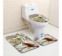 Tapis Salle De Bain Oiseau Rouge Ensemble De 3 Pièces Antidérapant Absorbant Tapis Toilette Lavable en Machine en Microfibre Tapis WC pour De Salle De Bain Toilette WC