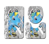 Tapis Salle De Bain Poissons De Mer Ensemble De 3 Pièces Antidérapant Absorbant Tapis Toilette Lavable en Machine en Microfibre Tapis WC pour De Salle De Bain Toilette WC