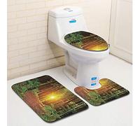 Tapis Salle De Bain Poussière De Forêt Ensemble De 3 Pièces Antidérapant Absorbant Tapis Toilette Lavable en Machine en Microfibre Tapis WC pour De Salle De Bain Toilette WC