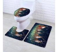 Tapis Salle de Bain Rennes Bruns Tapis WC Antidérapant Toilette WC Contour Mousse à Mémoire de Forme Couverture de Toilette 3 pièces Absorbant Lavable Douche 45x75 cm