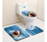 Tapis Salle De Bain Requins Marins Ensemble De 3 Pièces Antidérapant Absorbant Tapis Toilette Lavable en Machine en Microfibre Tapis WC pour De Salle De Bain Toilette WC